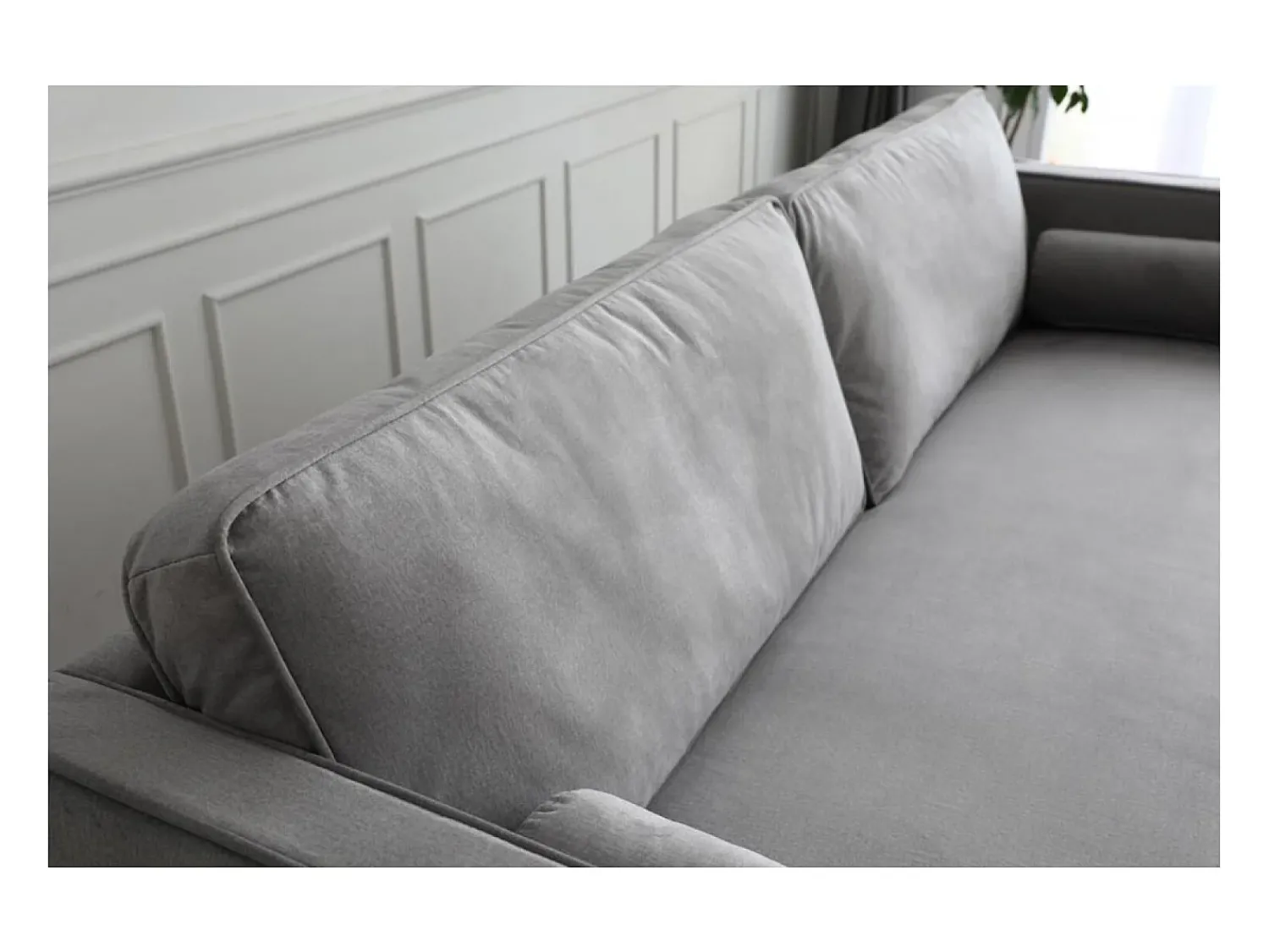Sofá|Concept-Usine Sofá direito de design vintage de 3 lugares em veludo cinza claro NALHA - Estilo Escandinavo Cinzento claro