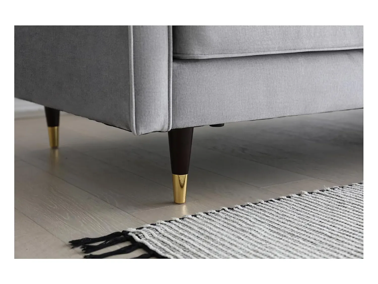 Sofá|Concept-Usine Sofá direito de design vintage de 3 lugares em veludo cinza claro NALHA - Estilo Escandinavo Cinzento claro