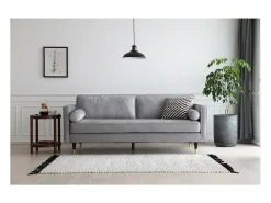 Sofá|Concept-Usine Sofá direito de design vintage de 3 lugares em veludo cinza claro NALHA - Estilo Escandinavo Cinzento claro