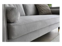 Sofá|Concept-Usine Sofá direito de design vintage de 3 lugares em veludo cinza claro NALHA - Estilo Escandinavo Cinzento claro