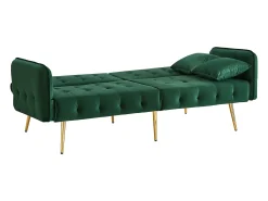 Sofá| Sofá dobrável de 2 lugares - Sofá reto com encosto e braços ajustáveis ​​- veludo Verde