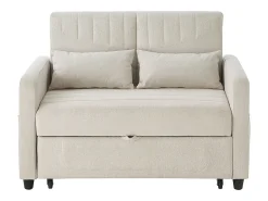 Sofá*KOMHTOM Sofá dobrável de dois lugares, design dobrável, costas ajustáveis, tecido de algodão e linho, Bege
