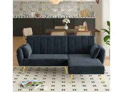 Sofá|ModernLuxe Sofá dobrável moderno - Sofá em L - Sofá-cama com canto adicional - Preto