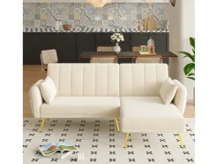 Sofá|ModernLuxe Sofá dobrável moderno - Sofá em L - Sofá-cama com canto adicional - Bege