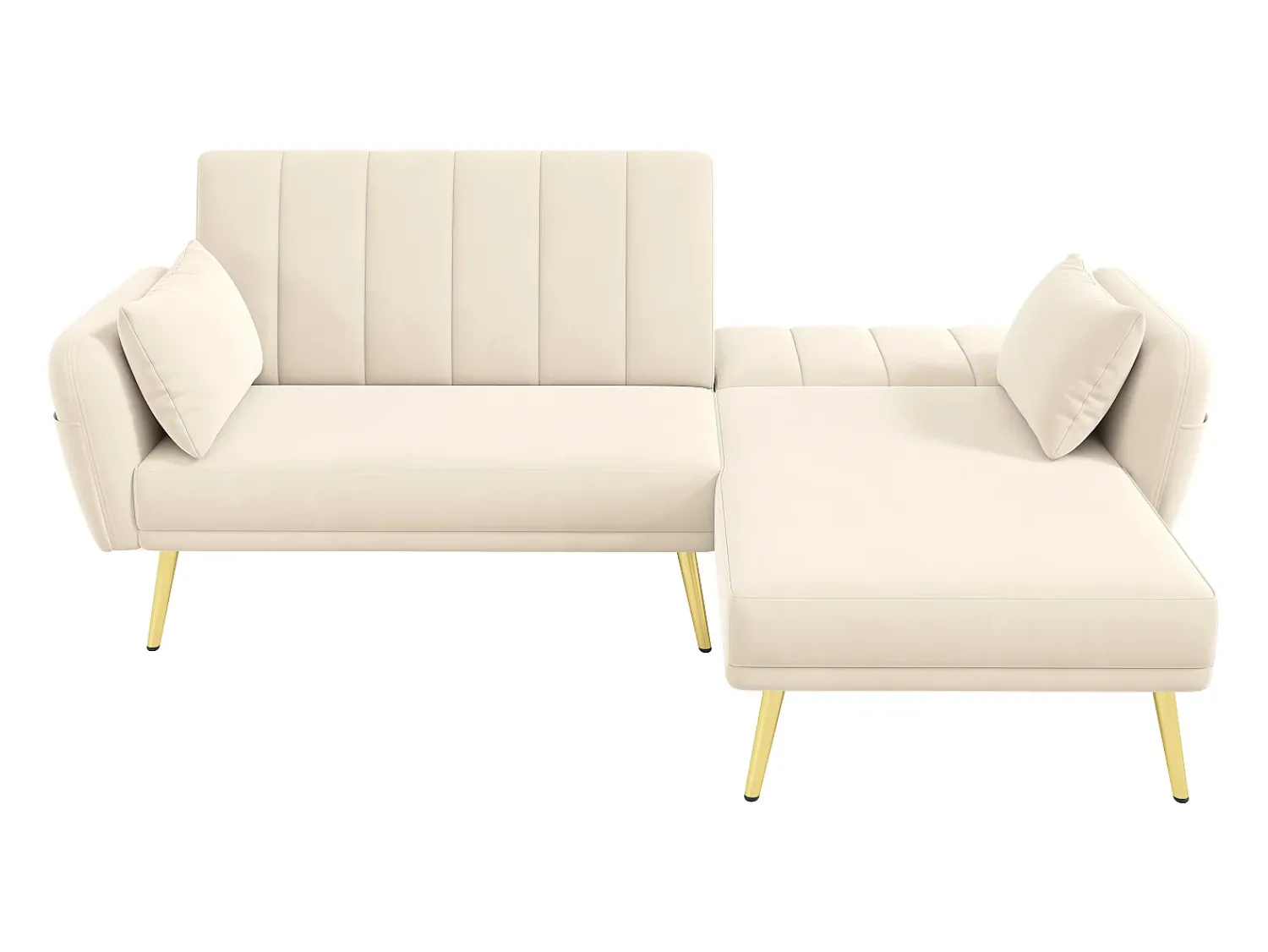 Sofá|ModernLuxe Sofá dobrável moderno - Sofá em L - Sofá-cama com canto adicional - Bege