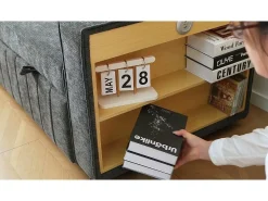 ModernLuxe Sofá dobrável moderno para 2 pessoas - com porta-copos - com portas de carregamento USB - com almofadas - tecido de pelúcia - Cinza^ Sofá