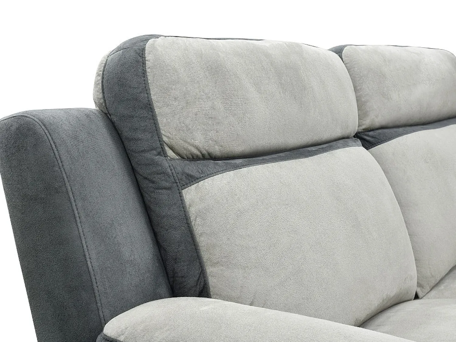 Vente-unique Sofá e cadeirão relax em microfibra Cinza claro e antracite - TALCA^ Sofá