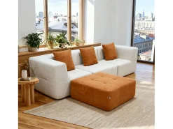 Sofá Eden Completo 3 lugares - branco laranja Branco sujo