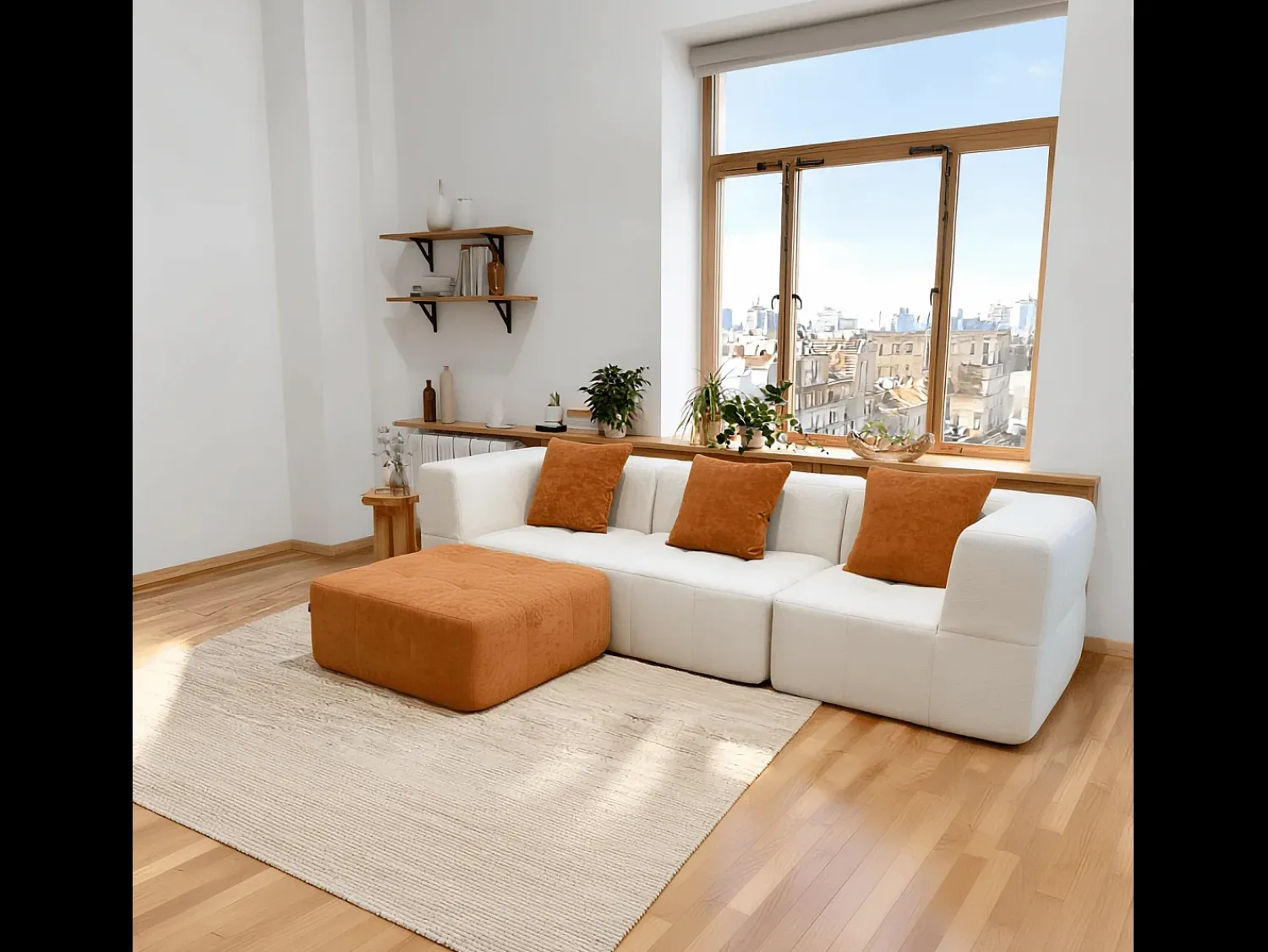 Sofá Eden Completo 3 lugares - branco laranja Branco sujo