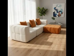 Sofá Eden Completo 3 lugares - branco laranja Branco sujo