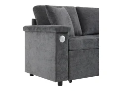 Sofá|ModernLuxe Sofá em L com sofá-cama arquivado - com espaço de armazenamento - carregamento USB - 2 almofadas - Cinza Cinzento
