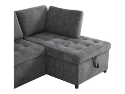 Sofá|ModernLuxe Sofá em L com sofá-cama arquivado - com espaço de armazenamento - carregamento USB - 2 almofadas - Cinza Cinzento