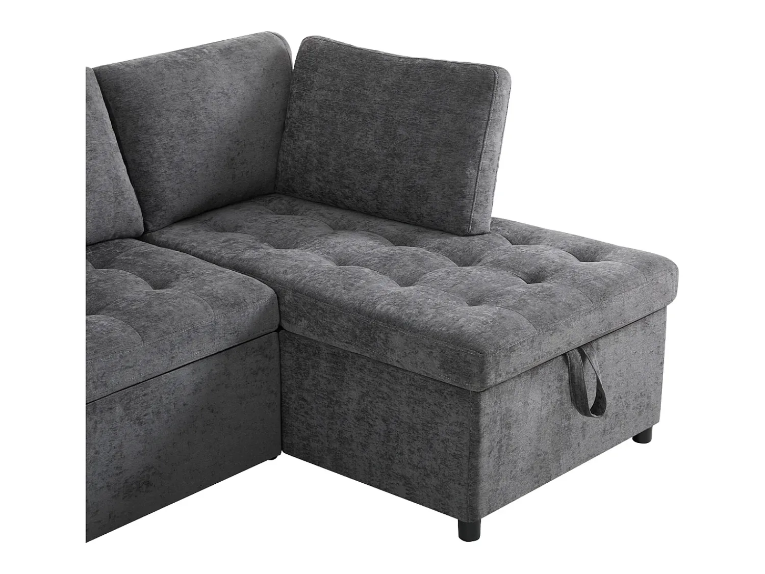 Sofá|ModernLuxe Sofá em L com sofá-cama arquivado - com espaço de armazenamento - carregamento USB - 2 almofadas - Cinza Cinzento