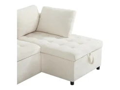 Hot ModernLuxe Sofá em L com sofá-cama arquivado - com espaço de armazenamento - carregamento USB - 2 almofadas - Bege