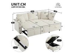 Hot ModernLuxe Sofá em L com sofá-cama arquivado - com espaço de armazenamento - carregamento USB - 2 almofadas - Bege