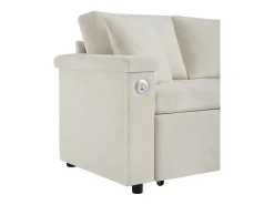 Hot ModernLuxe Sofá em L com sofá-cama arquivado - com espaço de armazenamento - carregamento USB - 2 almofadas - Bege