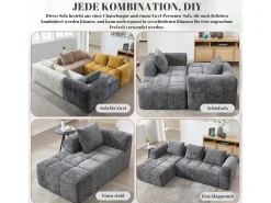 Discount Merax Sofá em L de 3 lugares - 250 x 158 x 60 cm - com chaise longue + braços + 3 almofadas - Chenille - cinza Cinzento