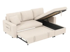 ModernLuxe Sofá em L 219.5x142.5x83cm - com armazenamento - com função repouso - intercambiável esquerda e direita -^ Sofá