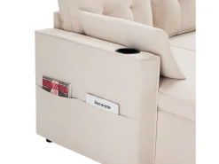 ModernLuxe Sofá em U 270x130x86 cm - Sofá acolchoado - Tecido de algodão e linho - Com porta-copos - Dois compartimentos de arrumação -^ Sofá