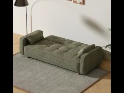 New Concept-Usine Sofá escandinavo conversível de 3 lugares em veludo cotelê COPENHAGUE Verde