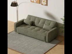 New Concept-Usine Sofá escandinavo conversível de 3 lugares em veludo cotelê COPENHAGUE Verde