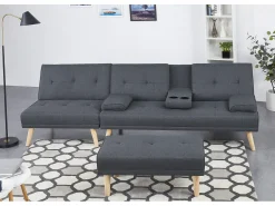 Concept-Usine Sofá escandinavo conversível e modular de 5 lugares em tecido cinza STOCKHOLM^ Sofá