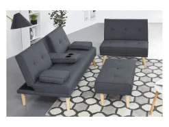 Concept-Usine Sofá escandinavo conversível e modular de 5 lugares em tecido cinza STOCKHOLM^ Sofá