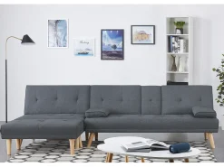 Concept-Usine Sofá escandinavo conversível e modular de 5 lugares em tecido cinza STOCKHOLM^ Sofá