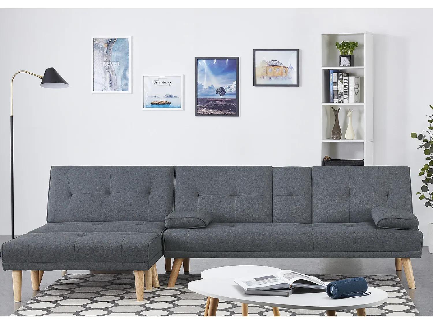 Concept-Usine Sofá escandinavo conversível e modular de 5 lugares em tecido cinza STOCKHOLM^ Sofá