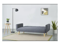Sofá*Concept-Usine Sofá escandinavo conversível de 3 lugares cinza MALMO - Estilo Escandinavo, Pés em Madeira, Conversível em Cama Cinzento