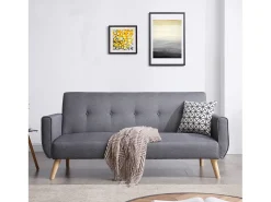 Sofá*Concept-Usine Sofá escandinavo conversível de 3 lugares cinza MALMO - Estilo Escandinavo, Pés em Madeira, Conversível em Cama Cinzento