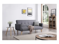 Sofá*Concept-Usine Sofá escandinavo conversível de 3 lugares cinza MALMO - Estilo Escandinavo, Pés em Madeira, Conversível em Cama Cinzento