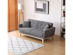 Concept-Usine Sofá Escandinavo de 3 Lugares em Veludo Cotelê Cinza Claro HOGA - Estilo Nórdico, Confortável e Elegante^ Sofá
