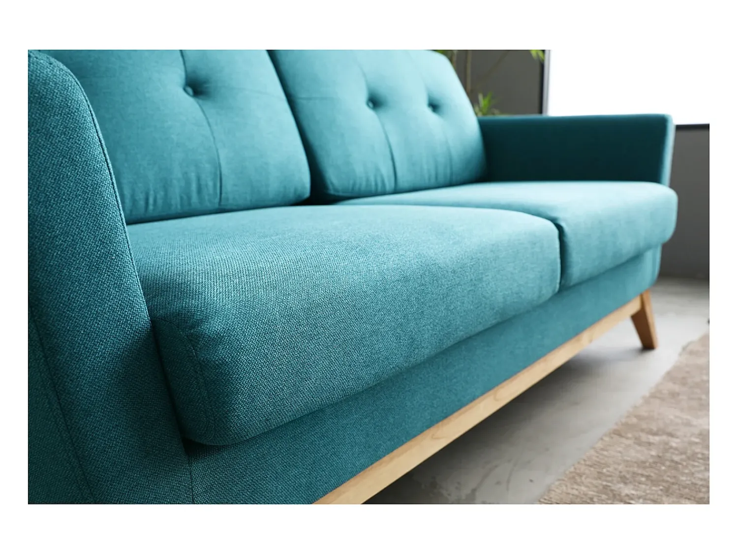 Sofá|Concept-Usine Sofá Escandinavo de 3 Lugares Azul Pato HOGA com Almofadas - Design Atípico e Confortável Azul esverdeado