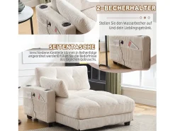 Clearance Merax Sofá estofado - 140 x 112 x 81 cm - corrimãos com almofadas de enrolar - veludo - Bege