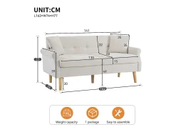 Best ModernLuxe Sofá estofado chenille 2 lugares - 162x74x77 cm - Bege