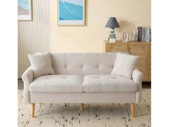 Best ModernLuxe Sofá estofado chenille 2 lugares - 162x74x77 cm - Bege