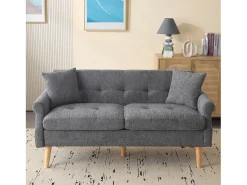 New ModernLuxe Sofá estofado chenille 2 lugares - 162x74x77 cm - Cinza Cinzento