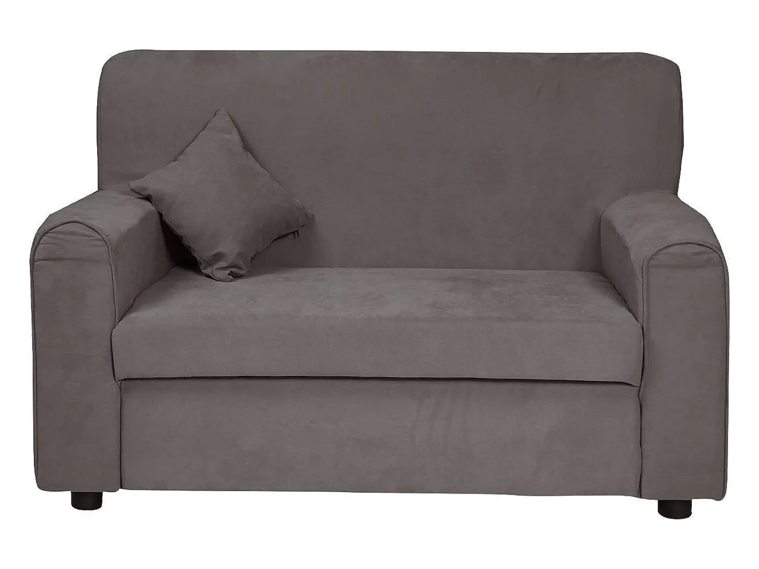 Clearance Dmora Sofá fixo 0, Sofá moderno de sala de 2 lugares em tecido, com braços e 2 almofadas incluídas, Fabricado na Itália, 125x73h85 cm, Cinza Cinzento