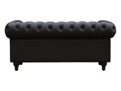 Discount Habitat et jardin Sofá fixo Chesterfield "Aliza" 2 lugares em couro sintético marrom capitonê Branco