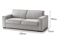 Talamo Italia Sofá fixo Daalder, sofá de 2 lugares, 100% Fabricado na Itália, Sofá da sala em tecido, com braços padrão, 180x95h90 cm, Cinza^ Sofá