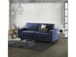 Best Talamo Italia Sofá fixo Daalder, sofá de 2 lugares, 100% Fabricado na Itália, Sofá da sala em tecido, com braços padrão, 180x95h90 cm, Azul