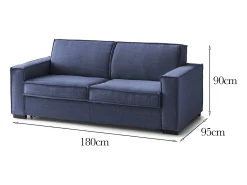 Best Talamo Italia Sofá fixo Daalder, sofá de 2 lugares, 100% Fabricado na Itália, Sofá da sala em tecido, com braços padrão, 180x95h90 cm, Azul