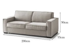 Sofá*Talamo Italia Sofá fixo Daarn, sofá de 3 lugares, 100% Fabricado na Itália, Sofá da sala em tecido, com braços finos, Cm 200x95h90, Taupe Cinzento
