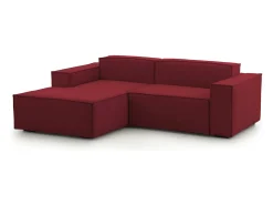 Sofá|Talamo Italia Sofá fixo Daniela, Sofá modular grande de 2 lugares com península esquerda, 100% Fabricado na Itália, Sofá de tecido moderno, 240x170h70 cm, Vermelho