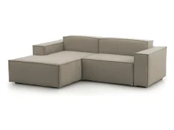 Sofá*Talamo Italia Sofá fixo Daniela, Sofá modular grande de 2 lugares com península esquerda, 100% Fabricado na Itália, Sofá de tecido moderno, 240x170h70 cm, Taupe Cinzento
