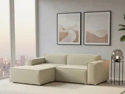 Talamo Italia Sofá fixo Daniela, Sofá modular grande de 2 lugares com península esquerda, 100% Fabricado na Itália, Sofá de tecido moderno, 240x170h70 cm,^ Sofá
