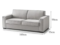 Sofá*Talamo Italia Sofá fixo Dauder, sofá de 2 lugares, 100% Fabricado na Itália, Sofá da sala em tecido, com braços finos, 160x95h90 cm, Cinza Cinzento