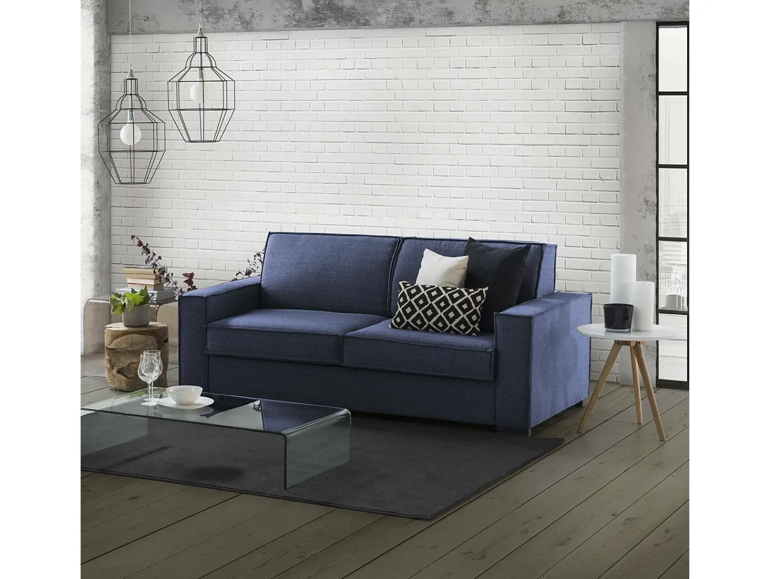 Talamo Italia Sofá fixo Dauder, sofá de 2 lugares, 100% Fabricado na Itália, Sofá da sala em tecido, com braços finos, 160x95h90 cm,^ Sofá