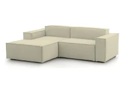 Talamo Italia Sofá fixo Dcagnan, Sofá modular grande de 2 lugares com península esquerda, 100% Fabricado na Itália, Sofá de tecido moderno, 240x170h70 cm, Bege
